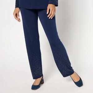 Susan Graver Petite Liquid Knit Pants with Embellishment - Sz 2XP a672492